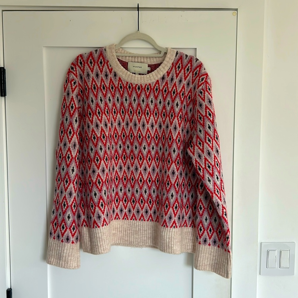 Cozy Red & Lavender Sweater